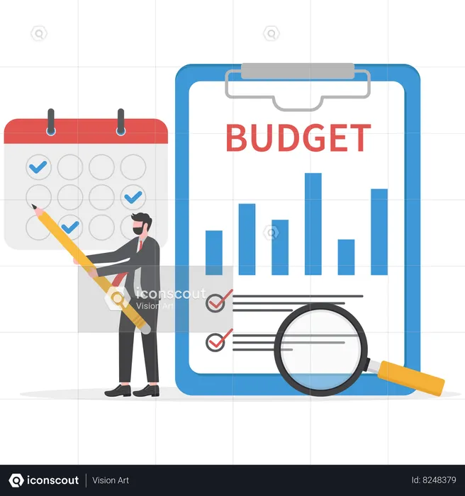 Businessman is planning budget  Illustration