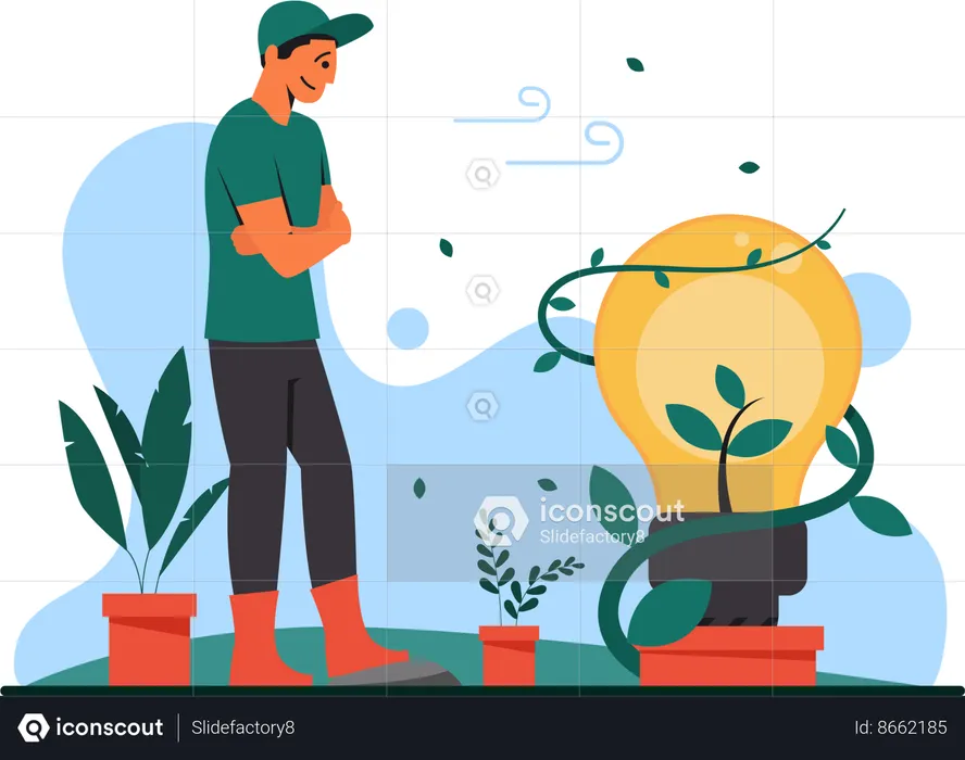 Businessman is planting idea tree  Illustration