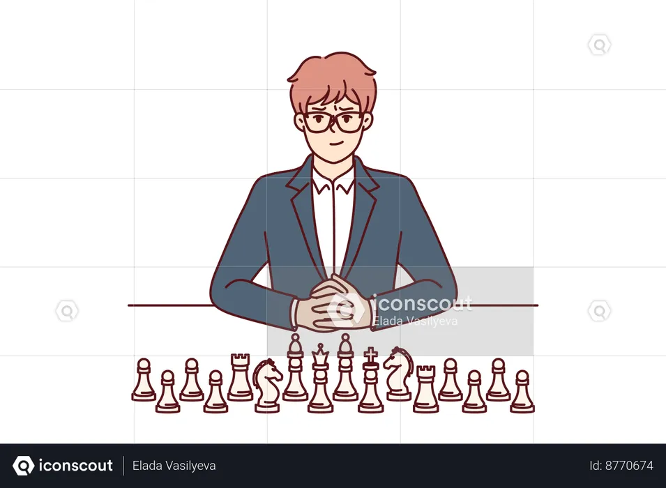 Businessman is playing chess  Illustration