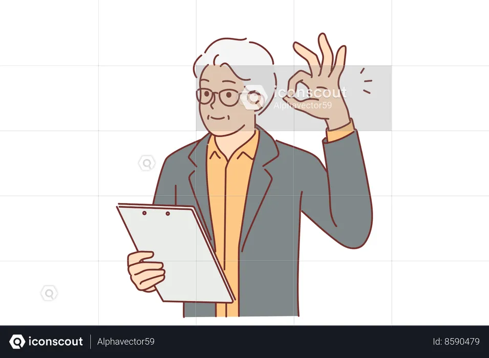 Businessman is praising employees on their work  Illustration