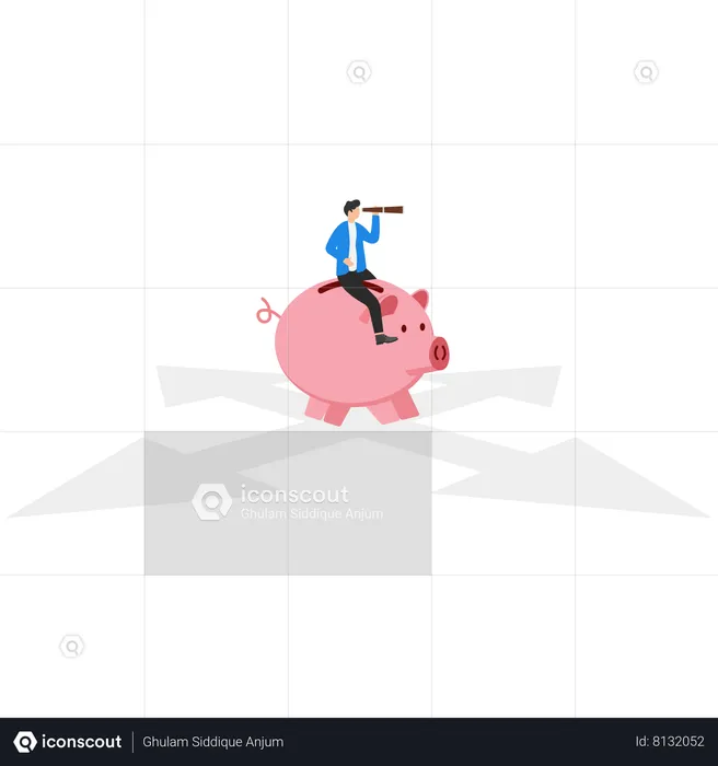 Businessman is predicting his finance investment  Illustration