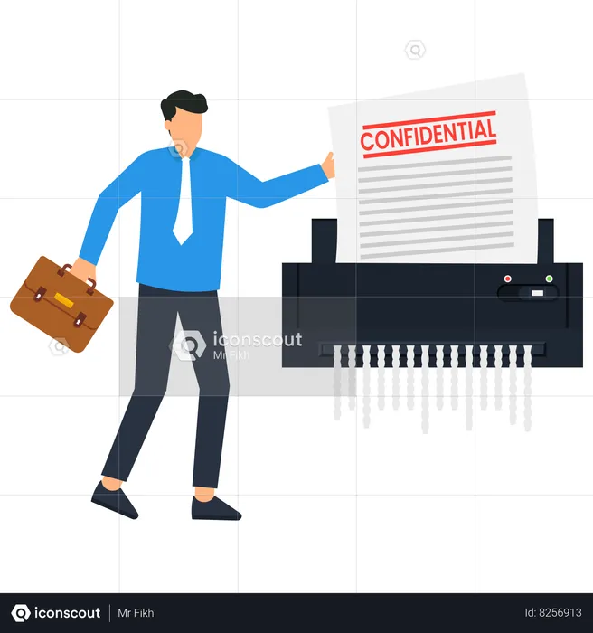 Businessman is preserving his confidential details  Illustration