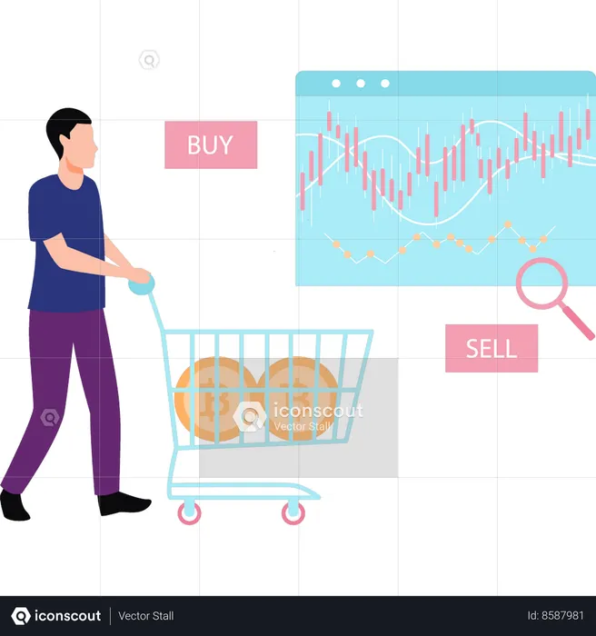 Businessman is purchasing crypto coins  Illustration