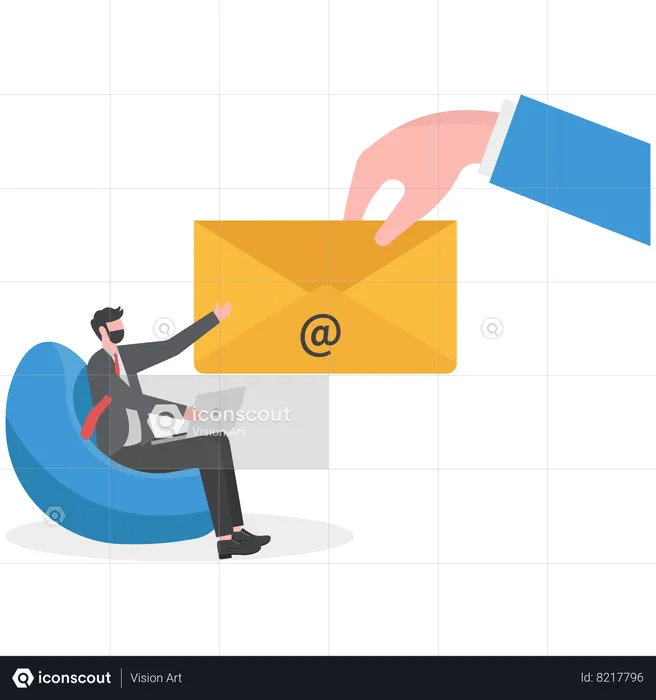 Businessman is receiving an email  Illustration