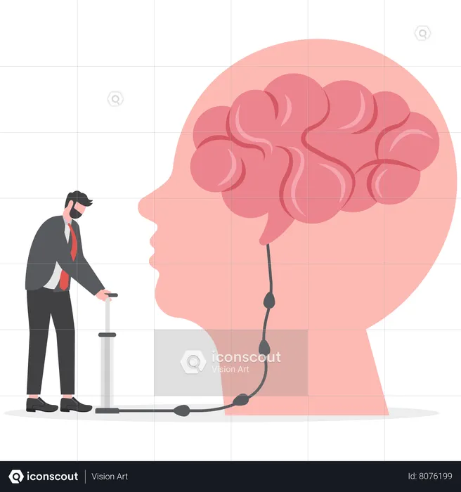 Businessman is recharging his mind with positive ideas and thoughts  Illustration