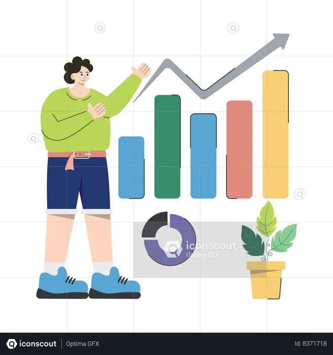 Businessman is reviewing business chart  Illustration