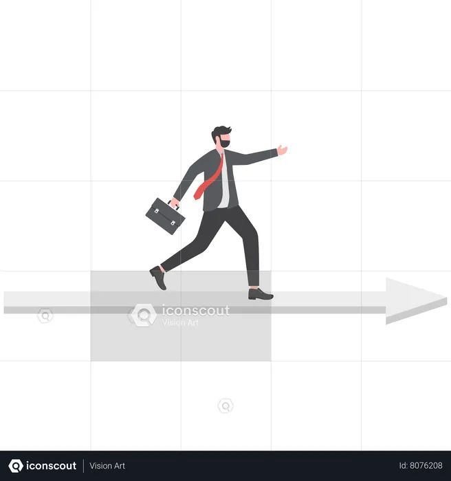 Businessman is running towards business goals  Illustration