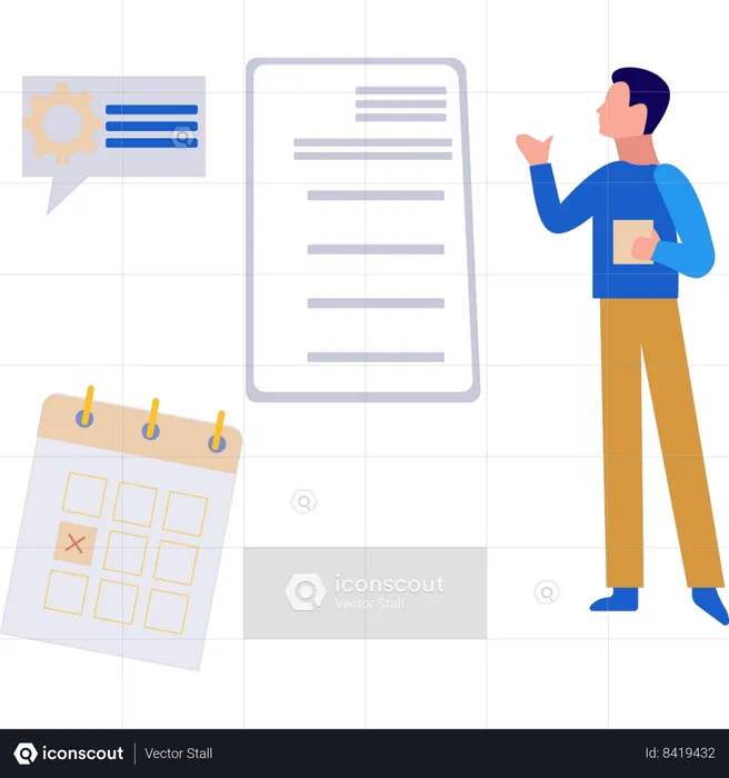 Businessman is scheduling meeting  Illustration