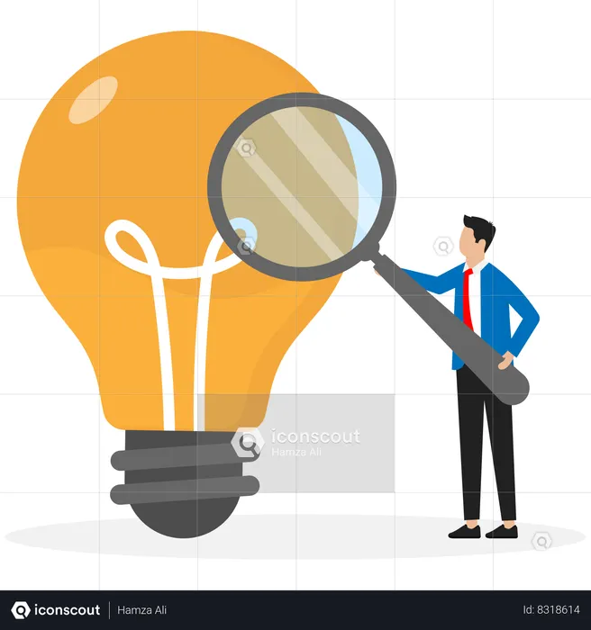 Businessman is searching for new idea  Illustration