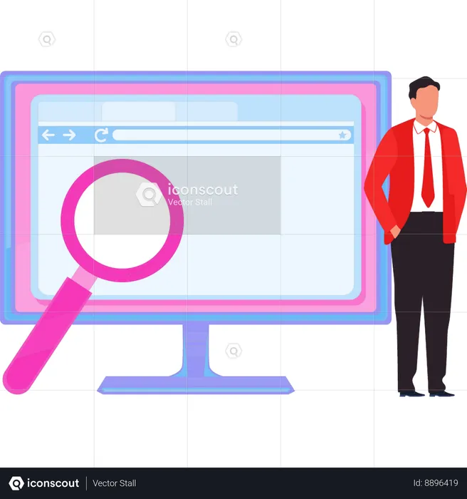 Businessman is searching on web page  Illustration