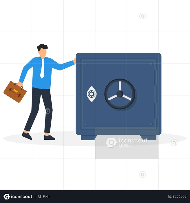 Businessman is securing his wealth  Illustration