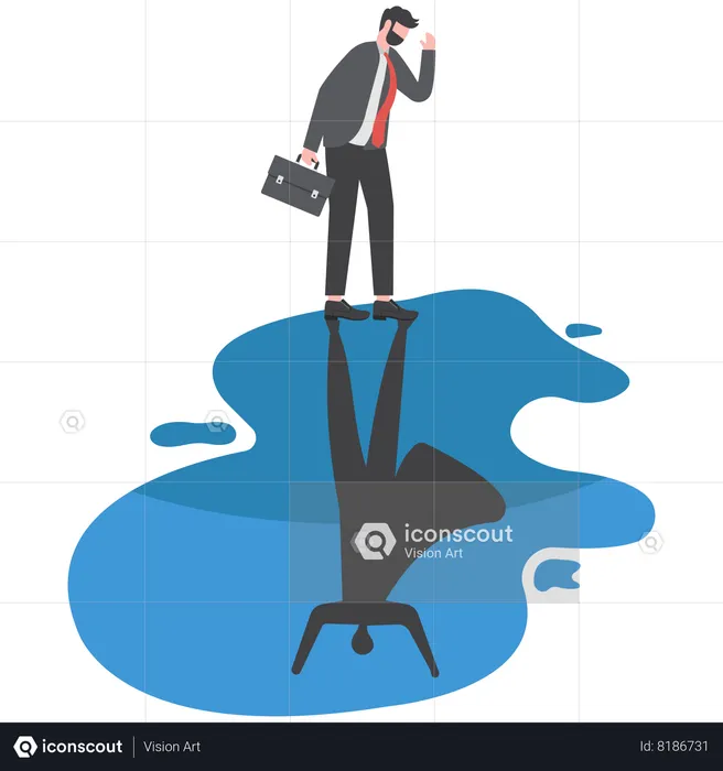 Businessman is seeing his shadow  Illustration