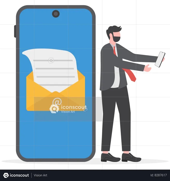 Businessman is sending marketing mails to clients  Illustration