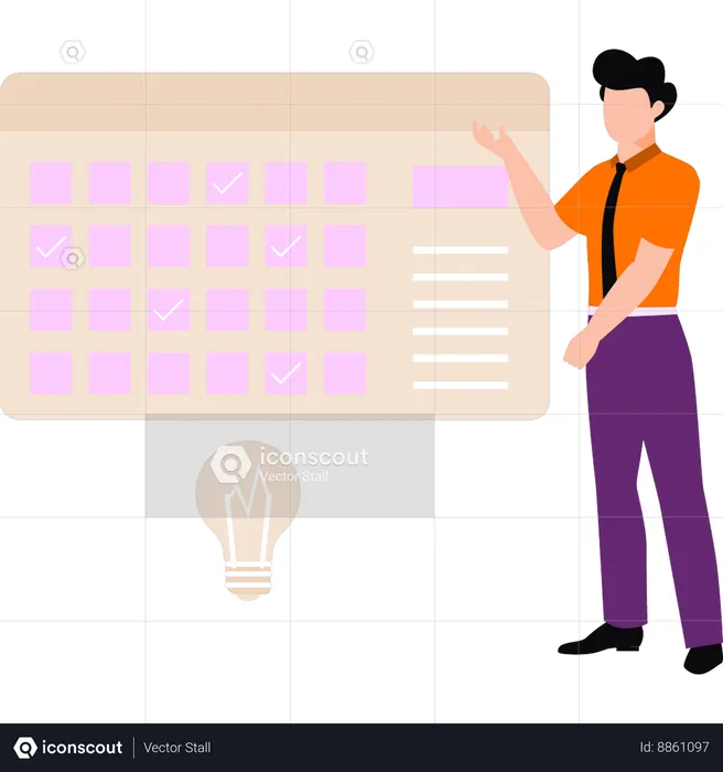Businessman is setting up business reminders  Illustration