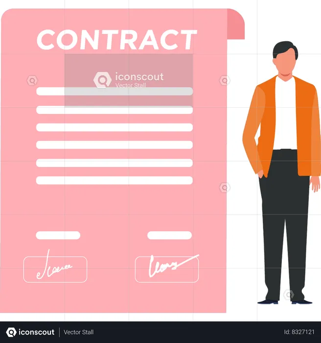 Businessman is signing business contract  Illustration