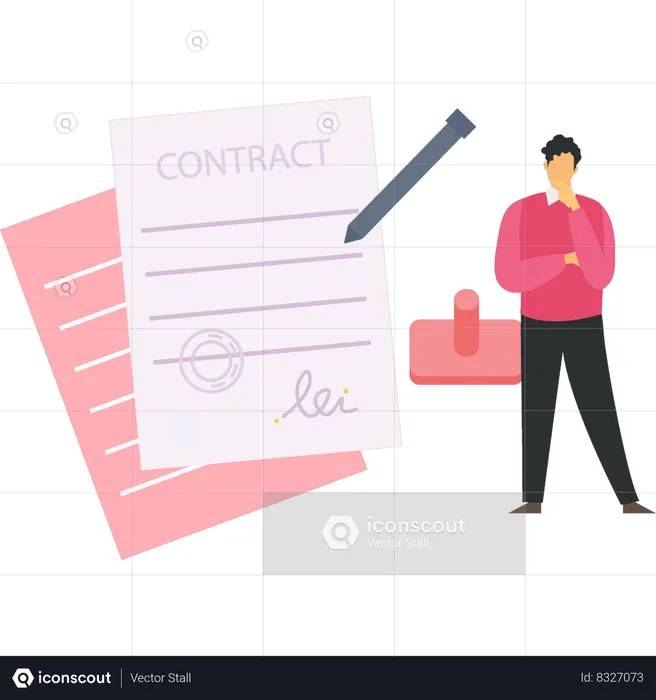 Businessman is signing contract papers  Illustration