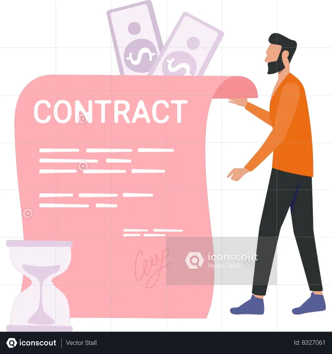 Businessman is signing investment contract  Illustration