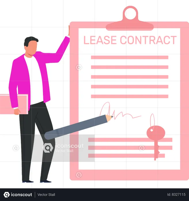 Businessman is signing lease contract  Illustration
