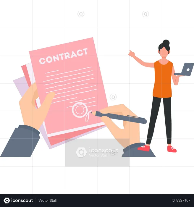 Businessman is signing the contract  Illustration