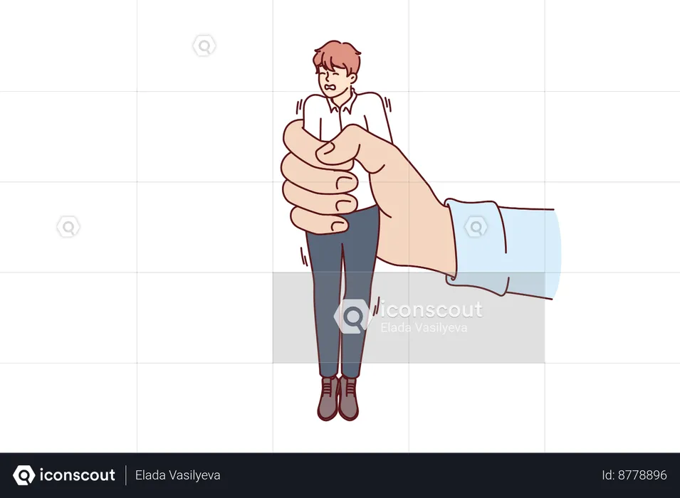 Businessman is squeezing employees freedom  Illustration