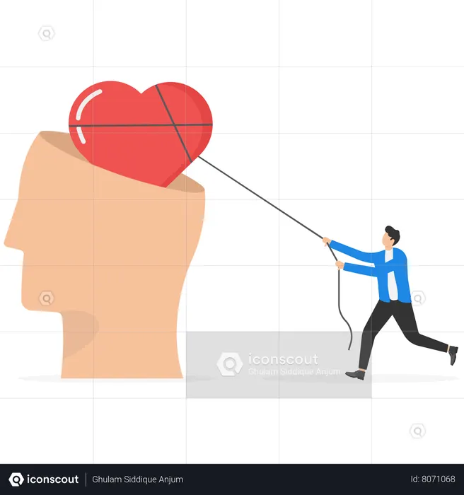 Businessman is struggling with love and marriage issues  Illustration