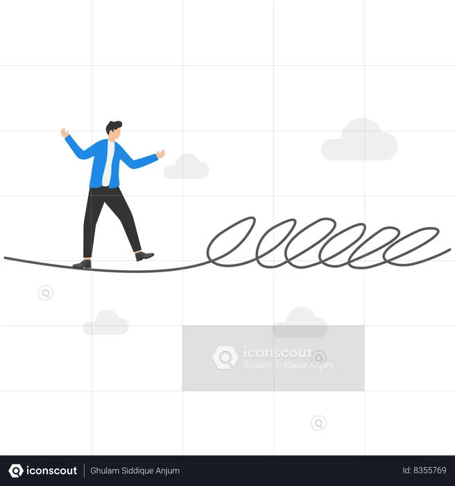 Businessman is stuck up in business problems  Illustration