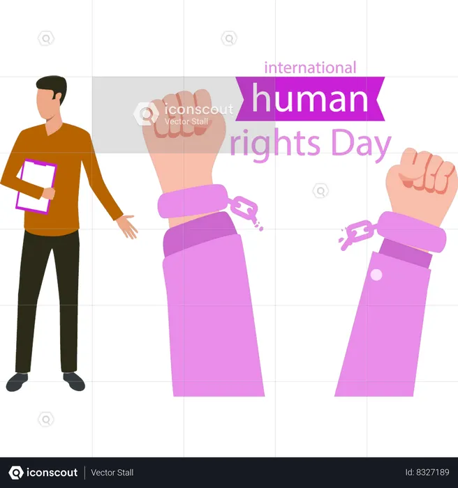 Businessman is supporting human rights  Illustration