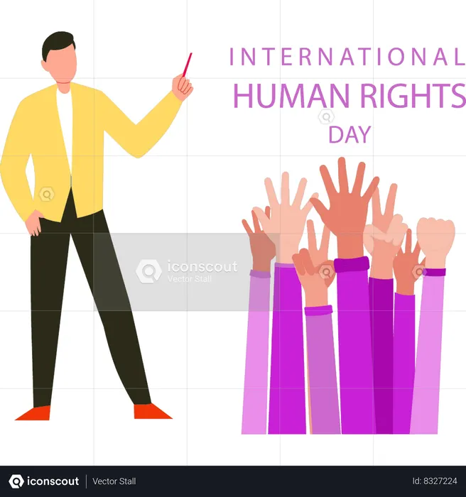 Businessman is supporting human rights  Illustration