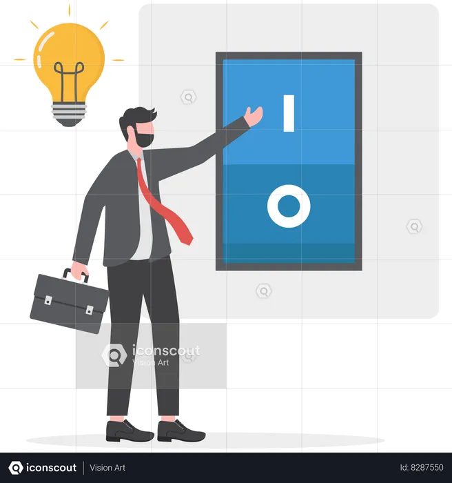 Businessman is switching off computer  Illustration