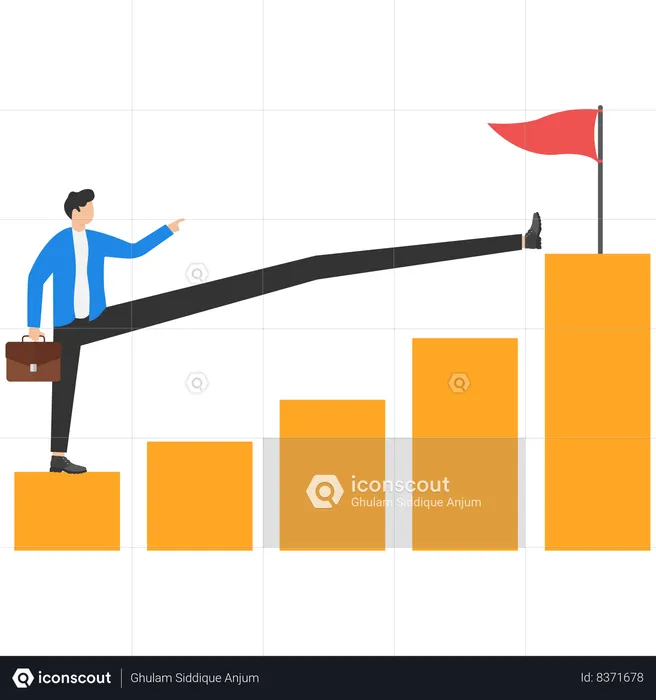 Businessman is taking high jump to achieve target  Illustration