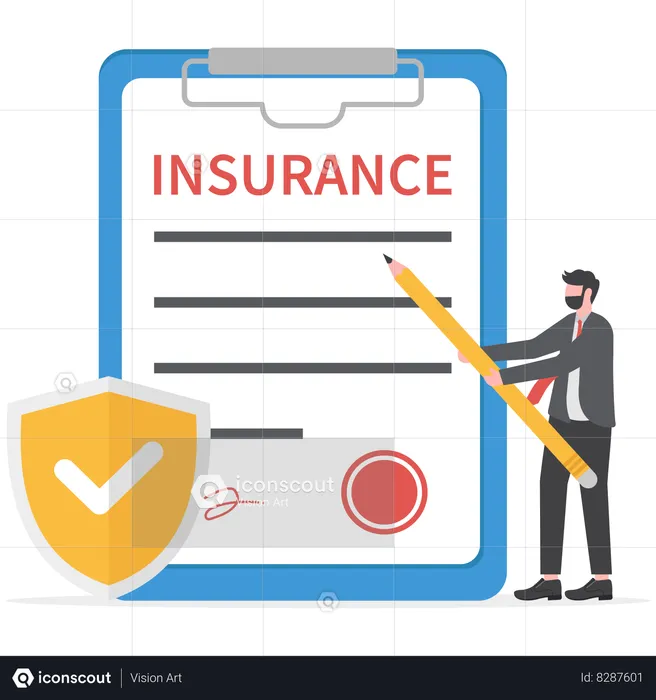 Businessman is taking insurance policy  Illustration