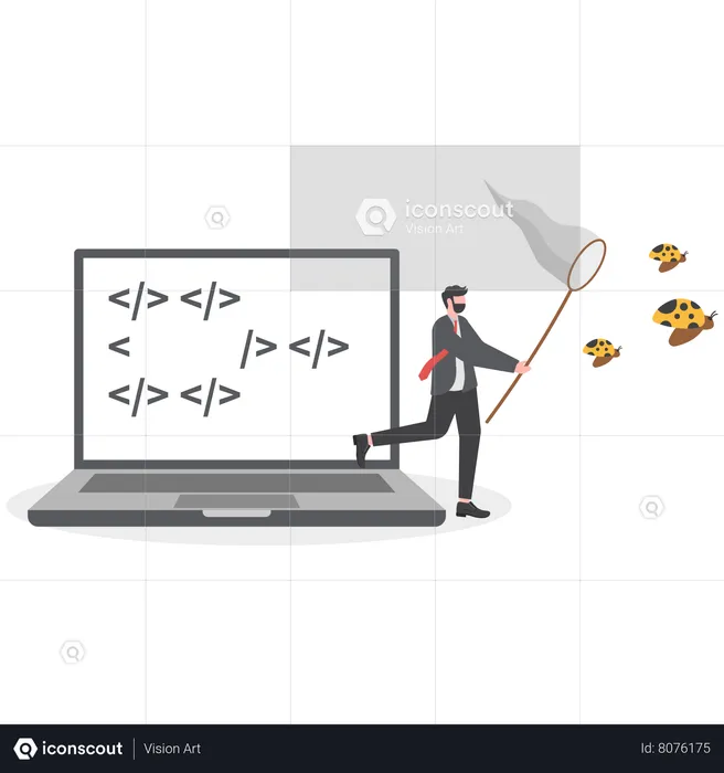 Businessman is testing a software  Illustration