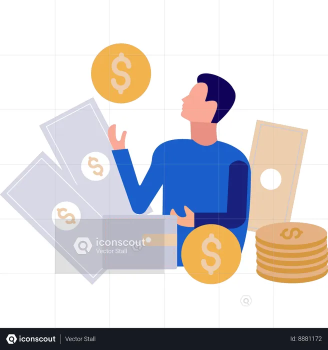 Businessman is thinking about the money  Illustration