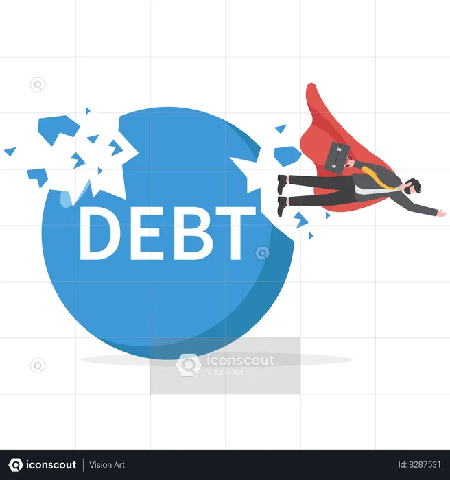 Businessman is try to get out from debt circle  Illustration