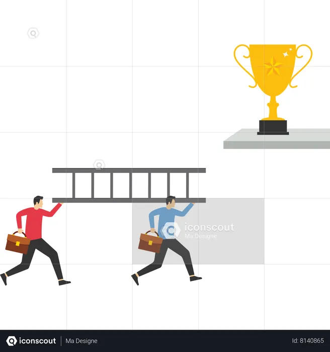 Businessman is trying hard to achieve success  Illustration