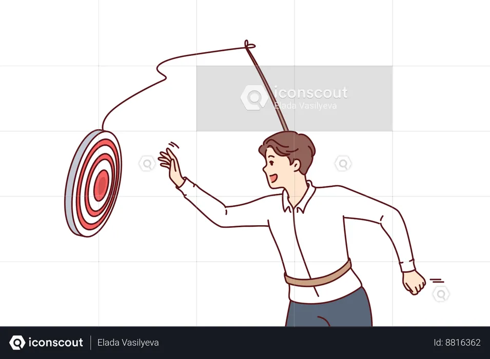 Businessman is trying to achieve business goal  Illustration