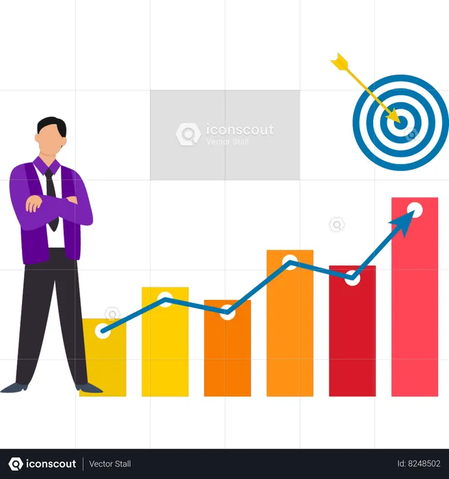 Businessman is trying to achieve target  Illustration