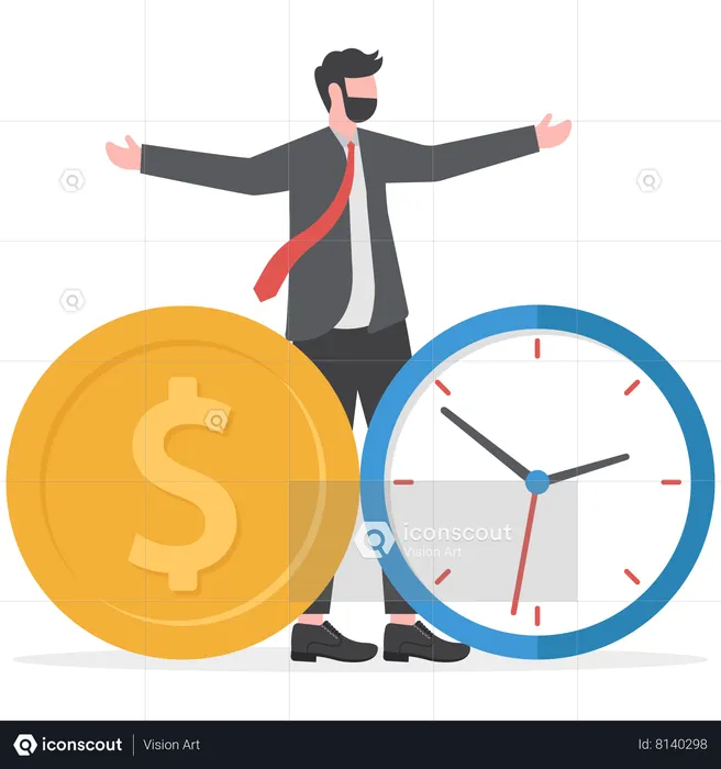 Businessman is trying to catch deadline schedule  Illustration