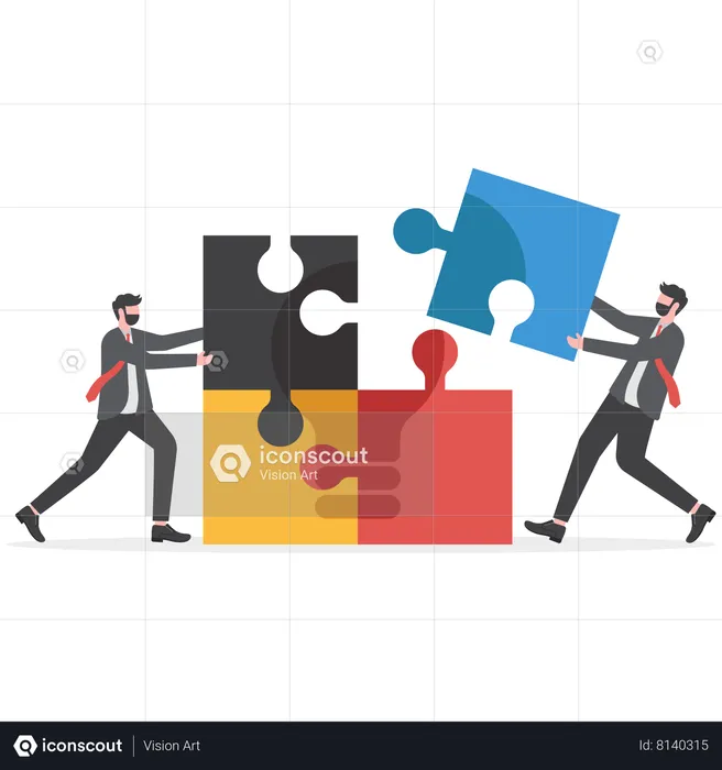 Businessman is trying to solve business hurdle  Illustration