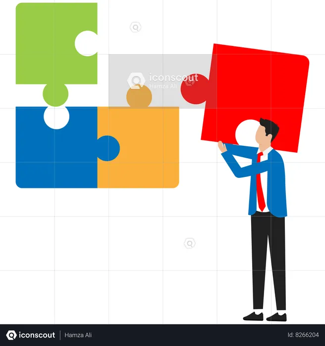 Businessman is trying to solve business problem  Illustration