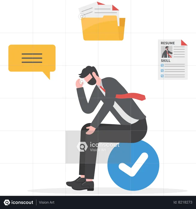 Businessman is unable to get a job  Illustration