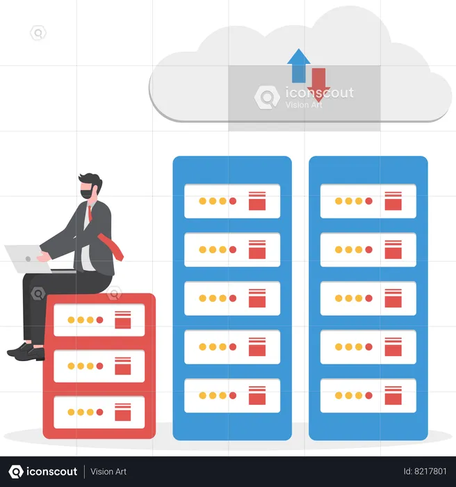 Businessman is using cloud technology  Illustration