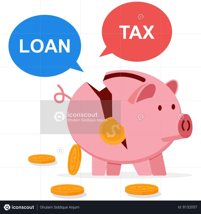 Businessman is using his personal savings to pay loan and tax amount  Illustration