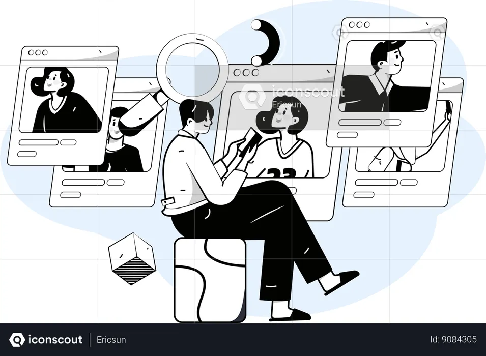 Businessman is viewing at employee's profile  Illustration