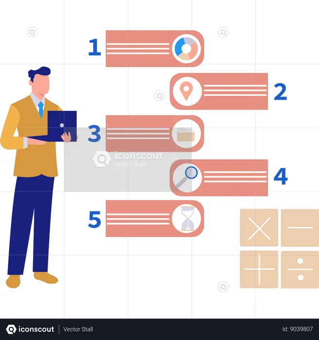 Businessman is viewing at infographics  Illustration