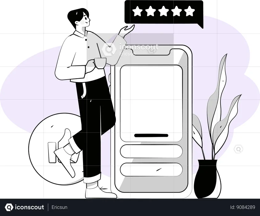 Businessman is viewing at user's review  Illustration