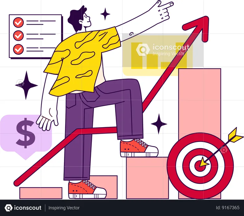 Businessman is viewing business analysis  Illustration