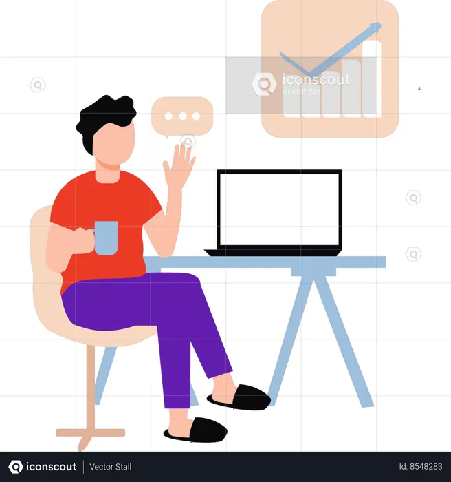 Businessman is viewing business graphs  Illustration