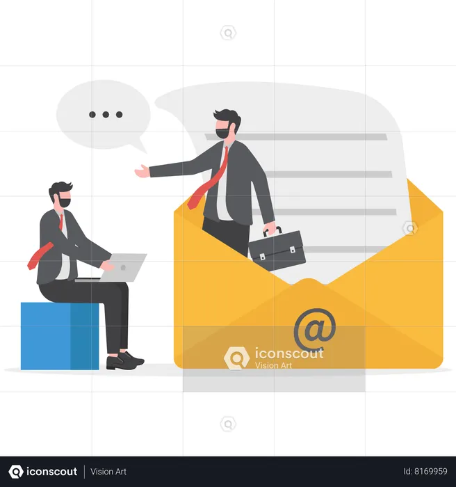 Businessman is viewing client feedback and reviews on social media  Illustration