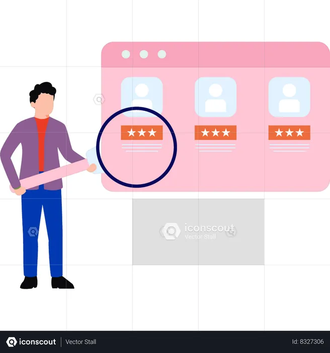 Businessman is viewing customer feedback  Illustration